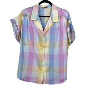Vintage women’s Pastel Plaid Women's Top new with tags size 42